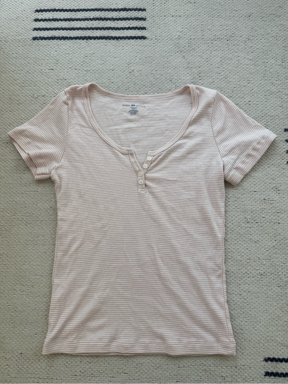 Brandy Melville Zelly top in baby pink and white stripes